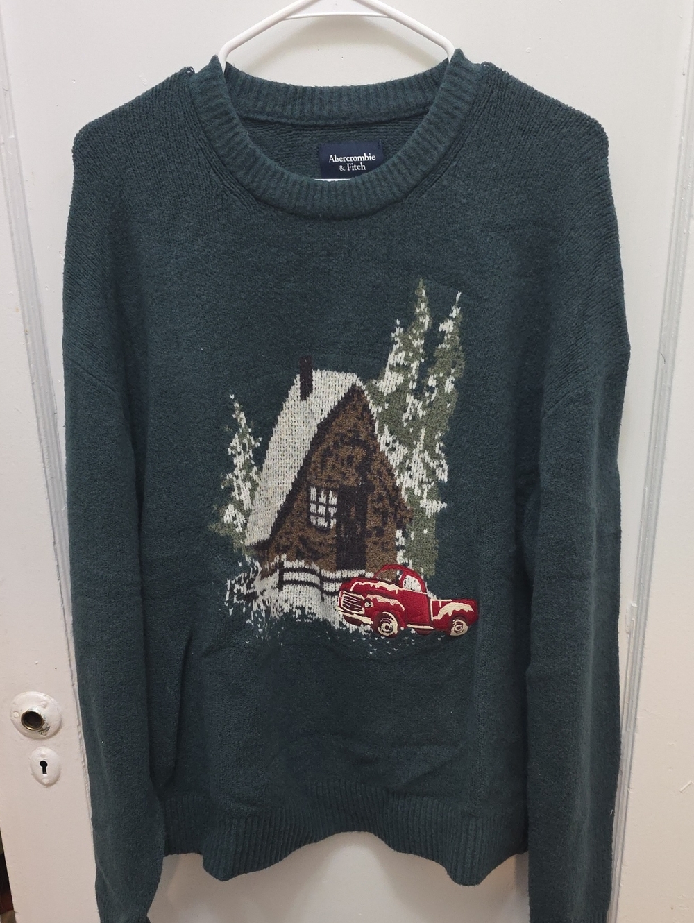 Abercrombie & Fitch Forest Green Cabin Graphic Crewneck Sweater